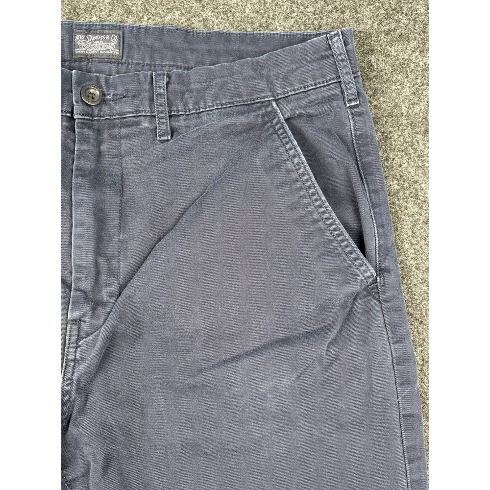 Levis Mens Chino Pants Navy Blue Straight Leg Cotton Twill W34 L34 18201-0037